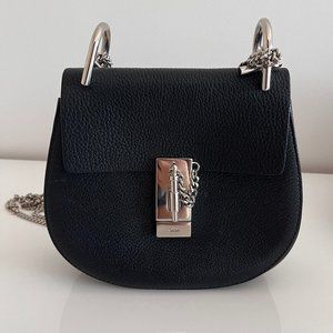 Chloe Mini Drew Shoulder Bag, Black with Silver Hardware